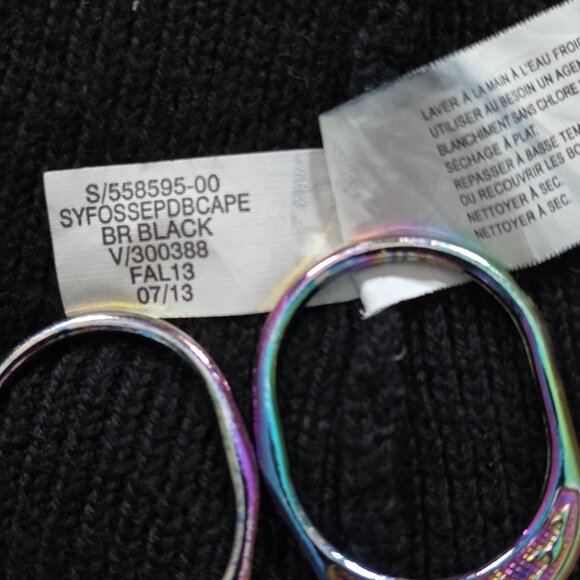 Banana Republic Merino Wool Cape XS Black Buttons Oversized Slouchy Goth Witchy - Picture 7 of 13